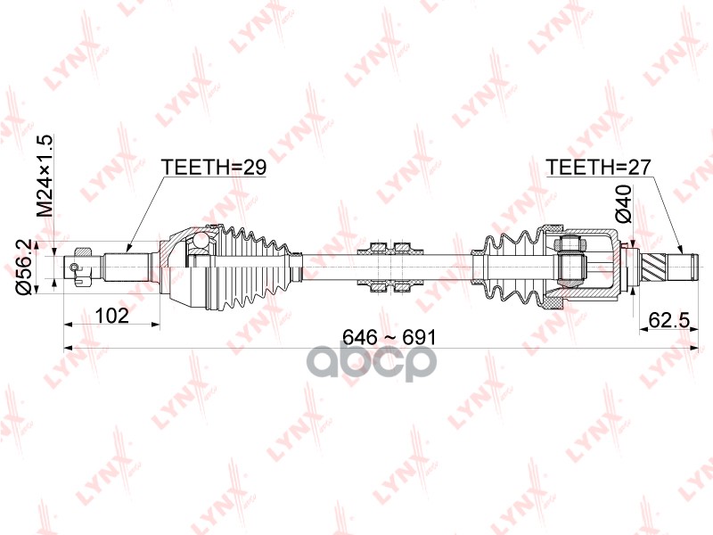 Привод В Сборе | Перед Лев| LYNXauto арт. CD1115