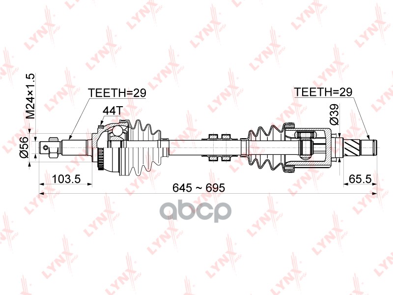 Привод в сборе передний L NISSAN X-Trail(T30) 2.0-2.5 AT 00-13 LYNXauto CD-1120A LYNXauto арт. CD-1120A