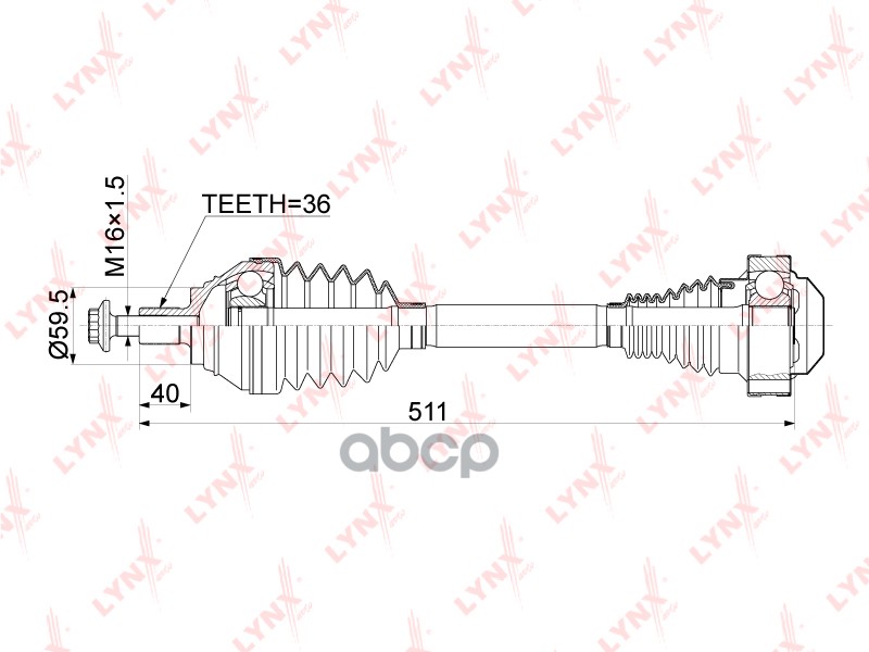 Привод В Сборе | Перед Лев| LYNXauto арт. CD1138