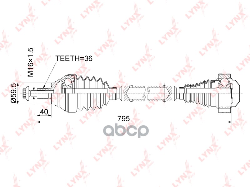 Привод в сборе R SKODA Octavia(1Z/5E) 1.4-1.8 09>  VW Golf VI-VII 1.4-1.8 09> LYNXauto арт. cd-1139