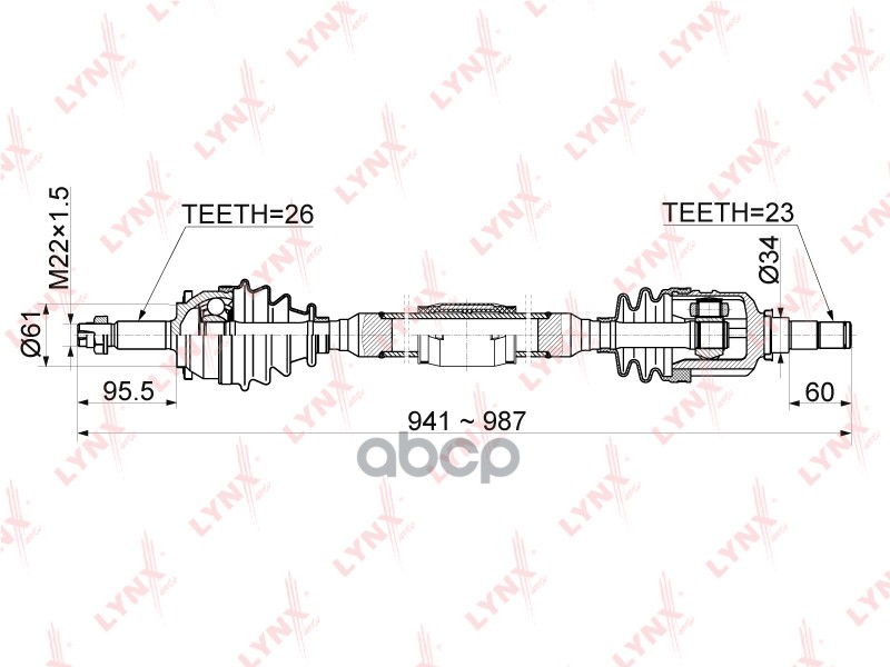 Приводной вал LYNX CD-1153 LYNXauto арт. CD-1153