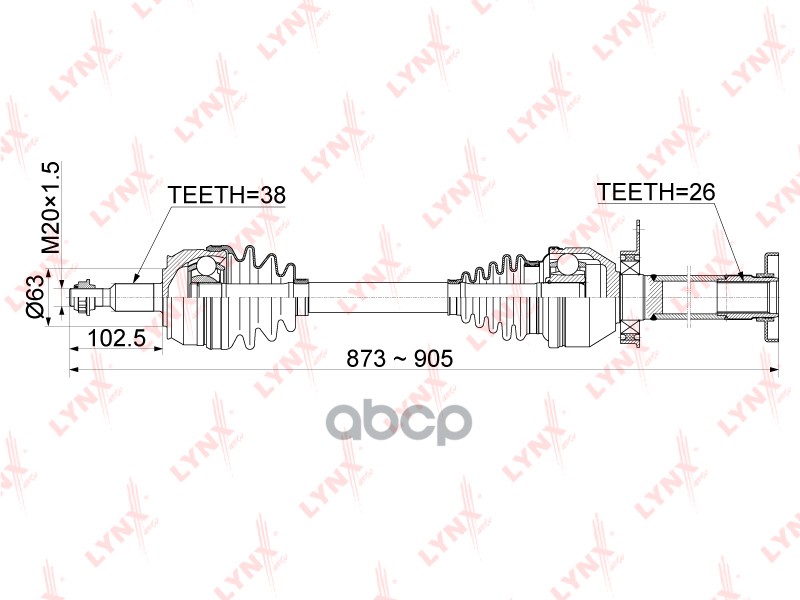 Привод В Сборе | Перед Прав | LYNXauto арт. CD1164