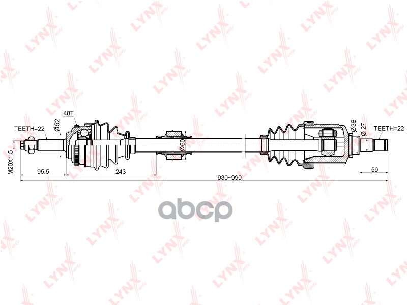 Привод В Сборе | Перед Прав | LYNXauto арт. CD1802A