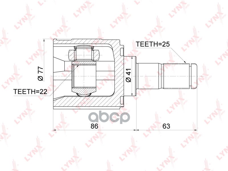 ШРУС внутренний подходит для HYUNDAI Solaris 1.4-1.6 10, KIA Rio 1.4-1.6 11 CI-3700 LYNXauto арт. CI-3700
