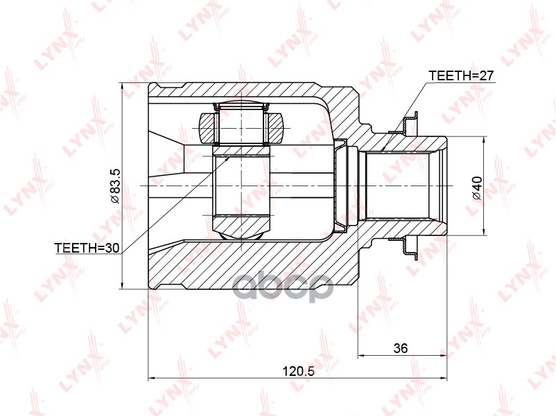 ШРУС внутренний HONDA Accord VII 2.0-2.4 03> / Civic 1.6-1.8 98> / HR-V 1.6 99> / Stream(RN) 1.7-2.0 LYNXauto арт. ci-3706