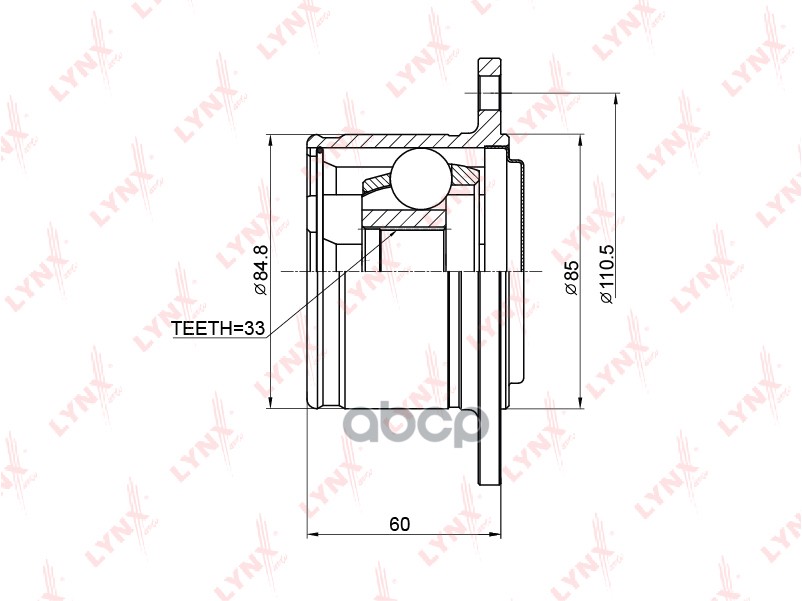 ШРУС внутренний MITSUBISHI L200(KA/KB) 2.5D 05 / Pajero Sport 2.5D-3.5 08> LYNXauto арт. ci-3711