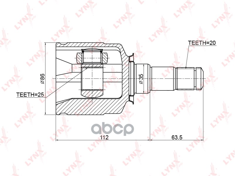 Шрус Внутренний | Перед Прав/Лев | LYNXauto арт. CI3726