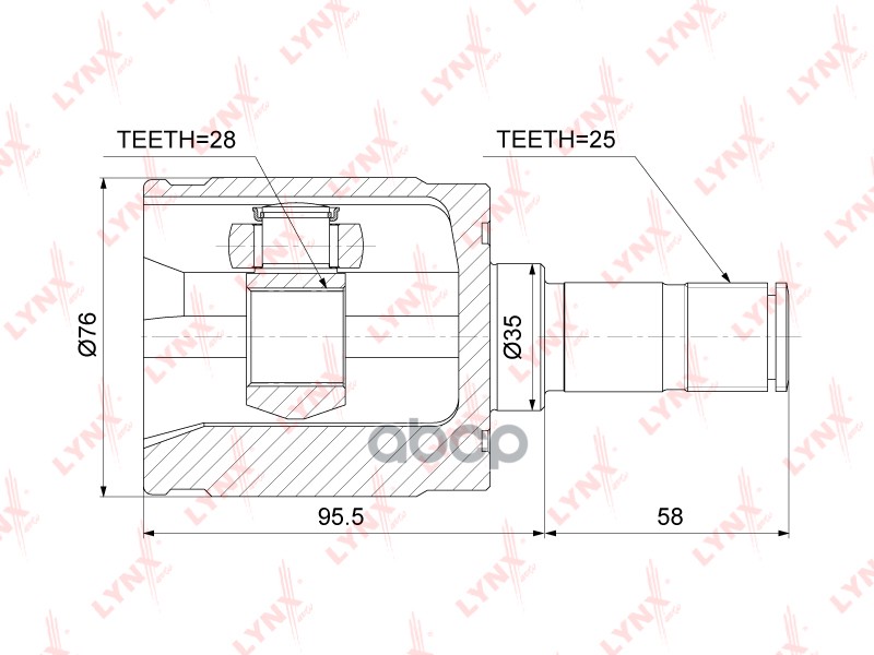 ШРУС внутренний HONDA Civic VII 1.3-1.6 01-05 / Civic(FD) 1.6 06> / City(GD/GE/GM) 1.2-1.5 03-11 / J LYNXauto арт. ci-3735