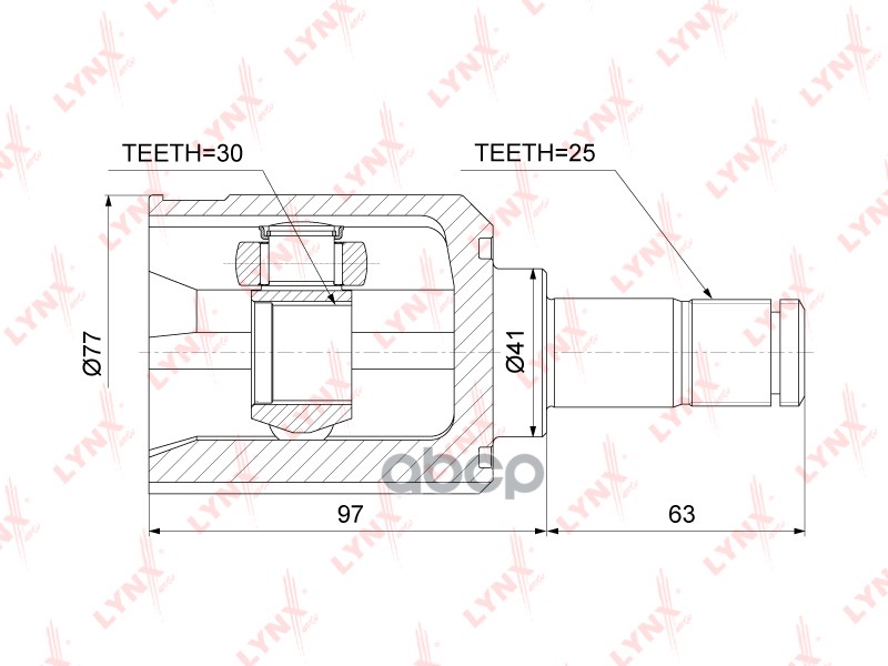 ШРУС внутренний MITSUBISHI Colt(CJ) 1.6-1.8 97-03 / Lancer(CS) 1.6 03> / Gavant VIII 1.8-2.0 96-04 / LYNXauto арт. ci-3736