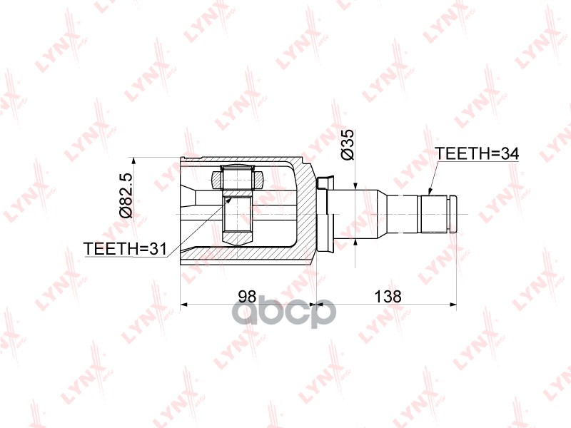 ШРУС внутренний L CHEVROLET Cruze 1.8 09> LYNXauto арт. ci-3768