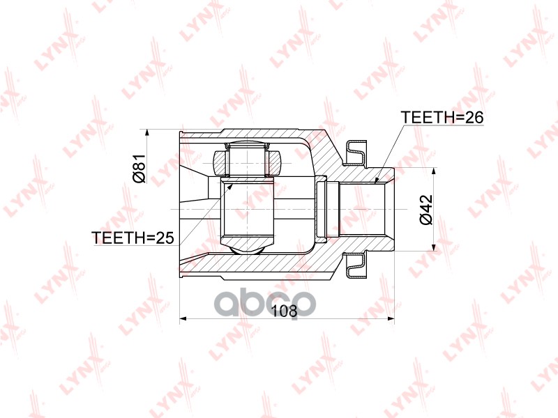 ШРУС внутренний R HYUNDAI Tucson(JM) 2.0-2.0D 04-12 LYNXauto арт. ci-3770
