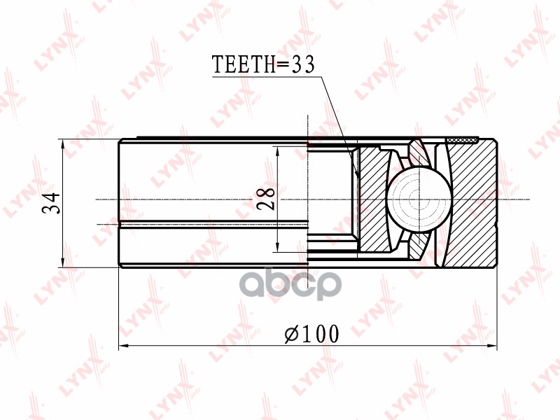 ШРУС внутренний AUDI A3 1.8-1.9TD 96-01  SKODA Octavia 1.8-2.0 96>  VW Golf II 1.8 >91/III 1.8-2.8 > LYNXauto арт. ci-8009