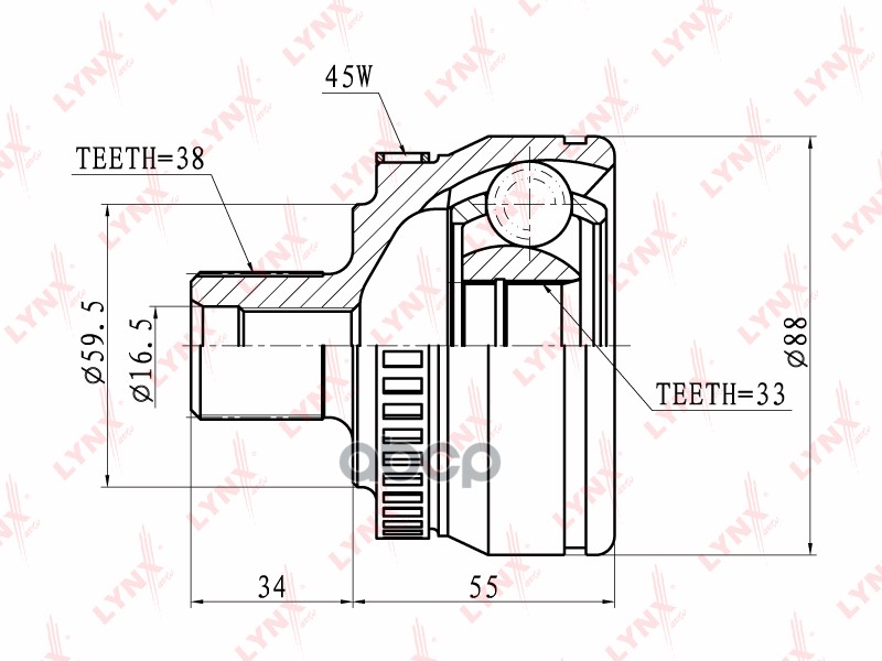 ШРУС наружный (компл.) AD A3 A6 VW G4 G5 B5 B6 Tiguan LYNXauto CO-1203A LYNXauto арт. CO-1203A