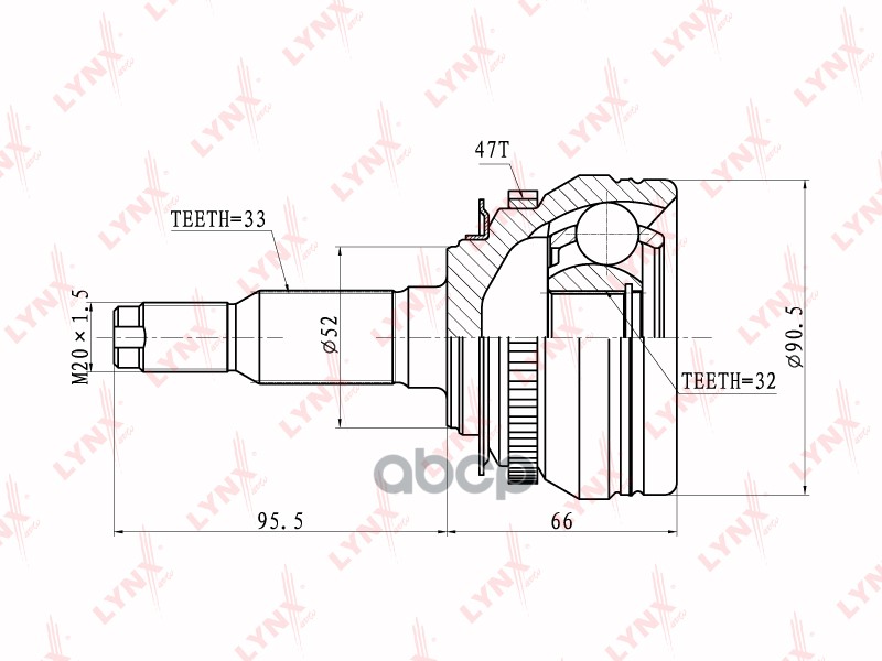 Шрус Наружный | Перед Прав/Лев | LYNXauto арт. CO1839A
