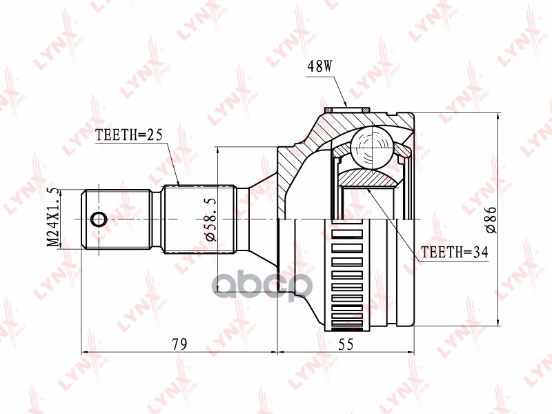 ШРУС наружный LYNXauto CO-2239A LYNXauto арт. CO-2239A