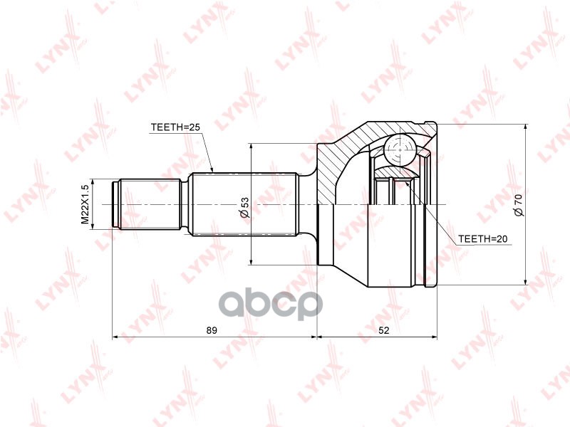 Шрус Наружный | Перед Прав/Лев | LYNXauto арт. CO3001