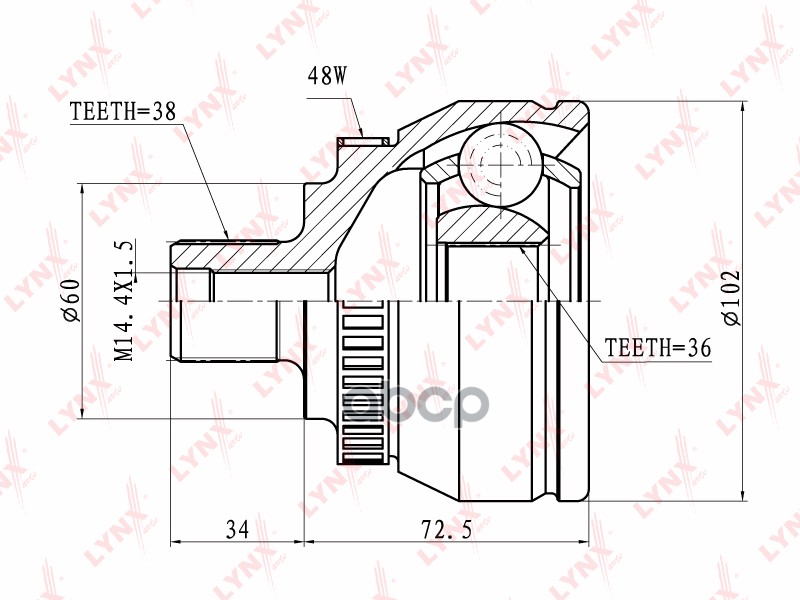 Шрус Наружный | Перед Прав/Лев | LYNXauto арт. CO3019A