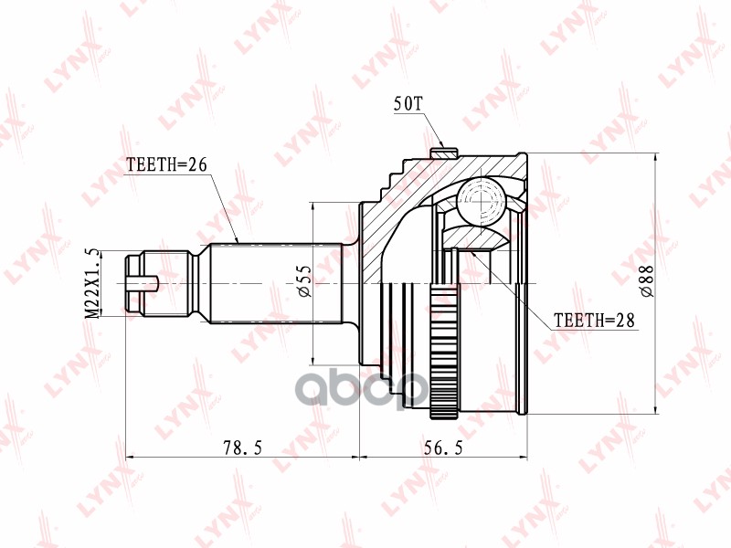 ШРУС наружный подходит для HONDA Civic 1.4-1.6 95-00/Integra 1.5 96-01 CO-3406A LYNXauto арт. CO-3406A