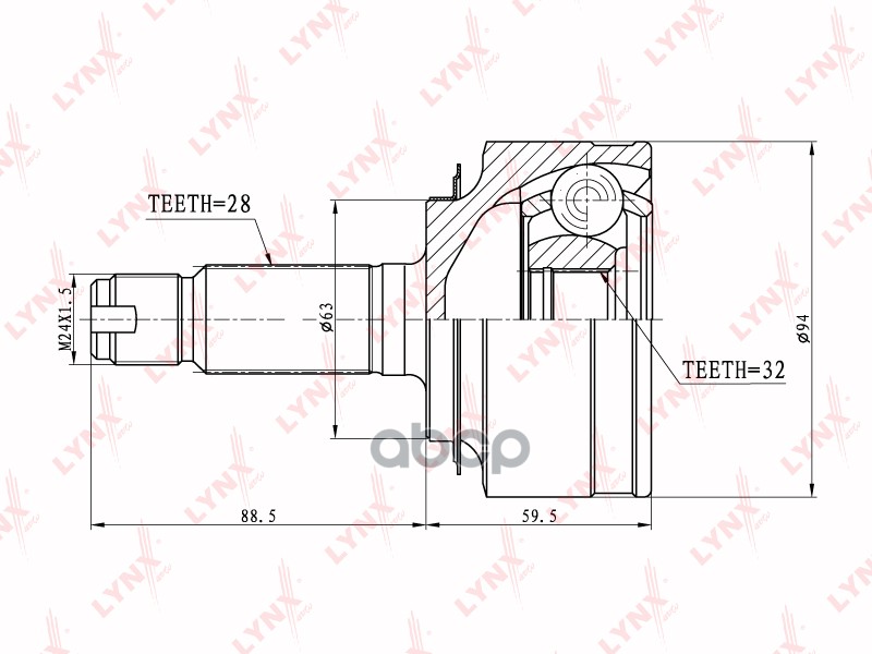 ШРУС наружный подходит для HONDA CR-V 2.0 02-06 CO-3411 LYNXauto арт. CO-3411
