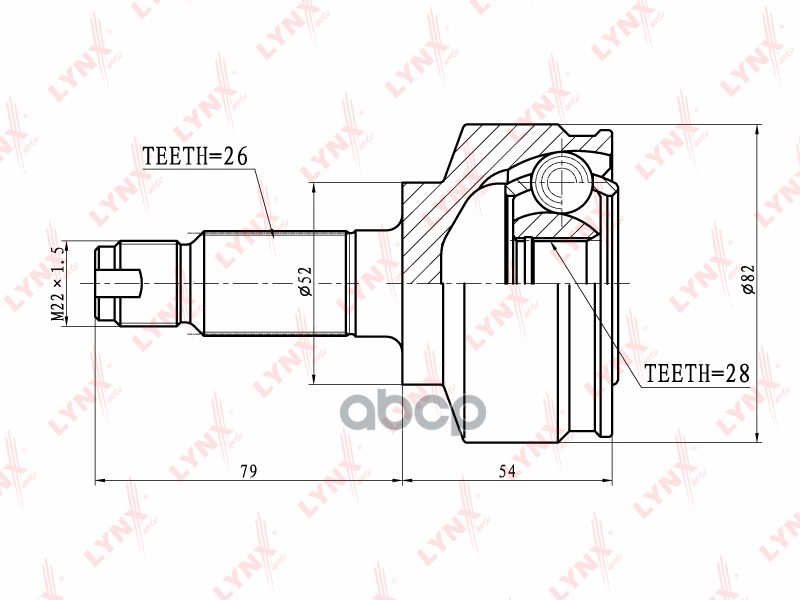 ШРУС наружный подходит для HONDA Fit/Jazz 1.5 03 CO-3412 LYNXauto арт. CO-3412