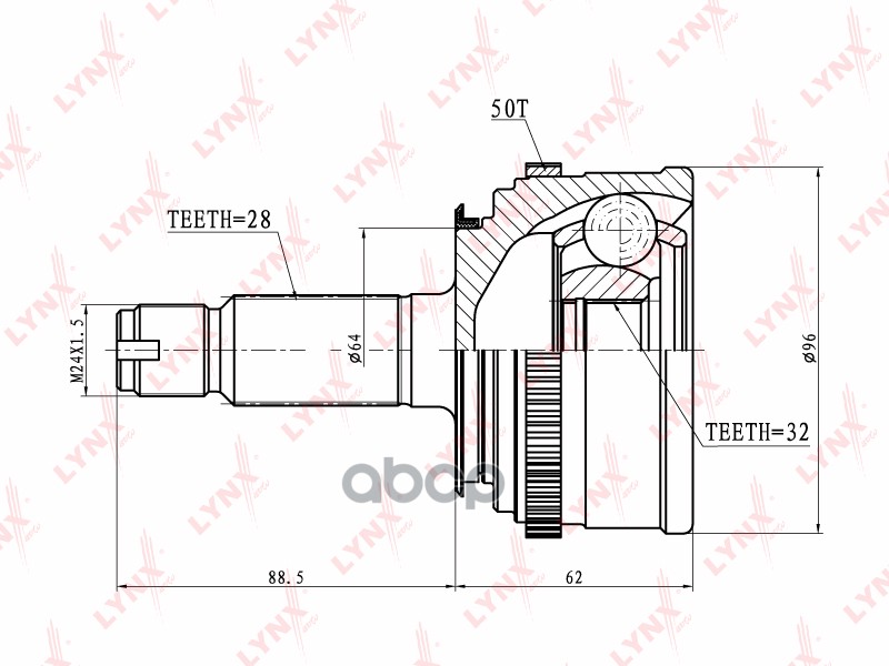 Шрус Наружный | Перед Прав/Лев | LYNXauto арт. CO3446A