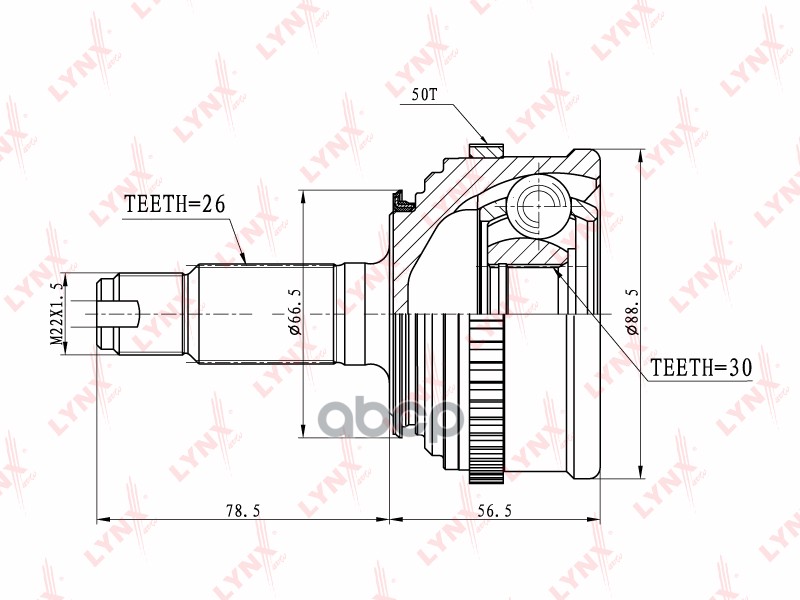 Шрус Наруж Honda Civic 1.5-1.6 91-05 LYNXauto арт. CO3465A