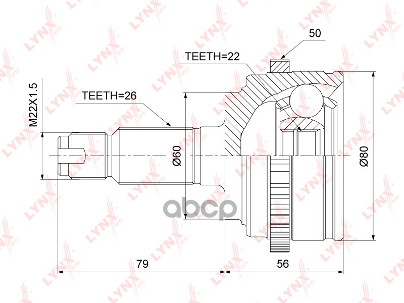 Шрус Внешний | Перед Прав/Лев | LYNXauto арт. CO3468A