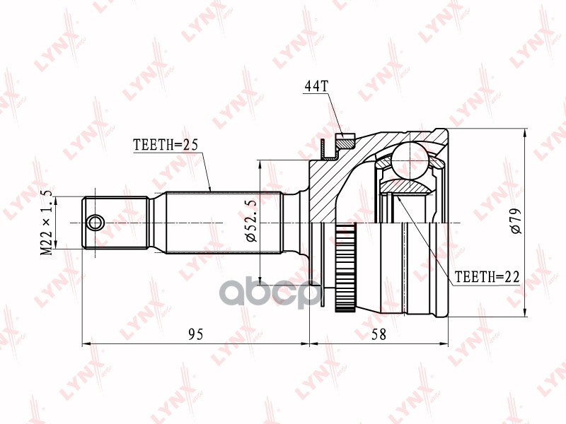 ШРУС наружный подходит для HYUNDAI Accent (Тагаз) 1.5 00/Verna 1.5 00 CO-3601A LYNXauto арт. CO-3601A