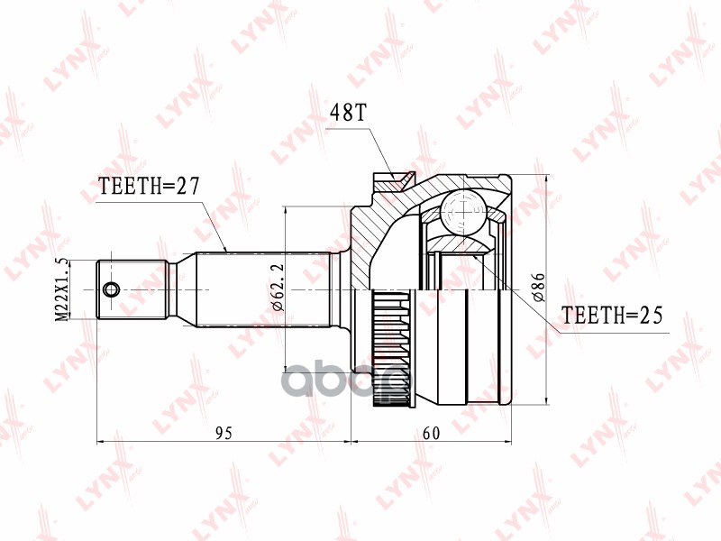 ШРУС наружный HYUNDAI Tucson 2.0 04> LYNXauto арт. co-3626a