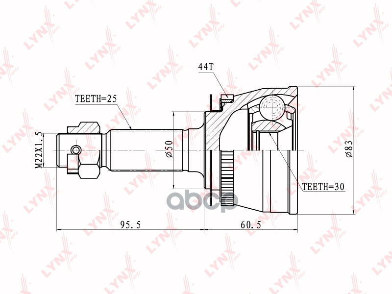 ШРУС наружный HYUNDAI Elantra(XD) 1.6 00> / Matrix 1.6-1.8 01> LYNXauto арт. co-3628a