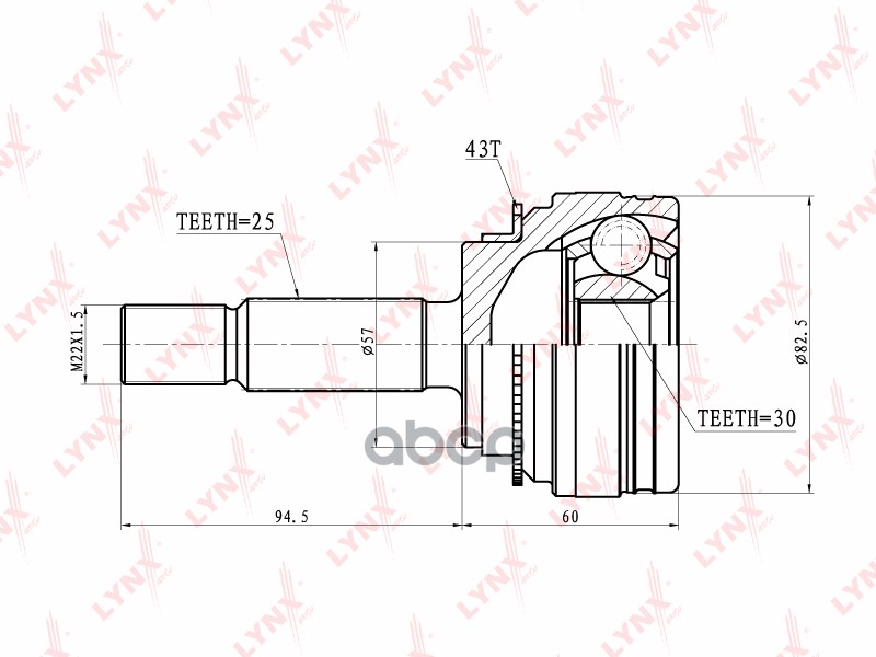 ШРУС наружный подходит для MITSUBISHI Lancer IX 1.6MT 03 CO-3636A LYNXauto арт. CO-3636A