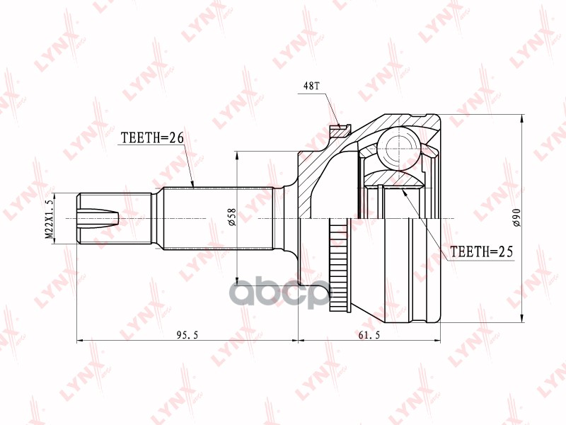 ШРУС наружный подходит для TOYOTA Avensis(T25) 2.0-2.4 03-08 CO-3647A LYNXauto арт. CO-3647A