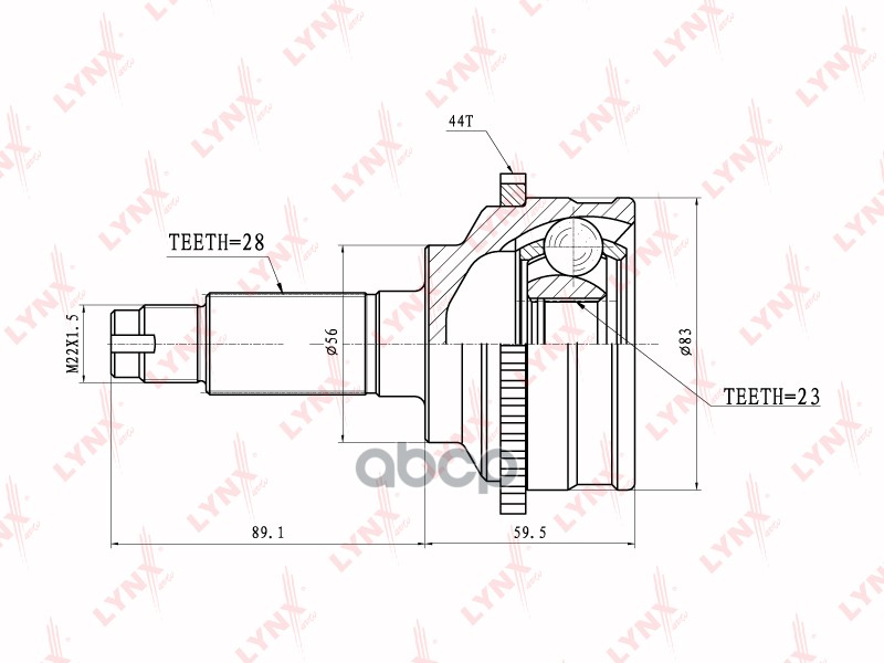 ШРУС внешний MAZDA 626(GF) 1.8-2.0 97-02 LYNXauto арт. co-3652a