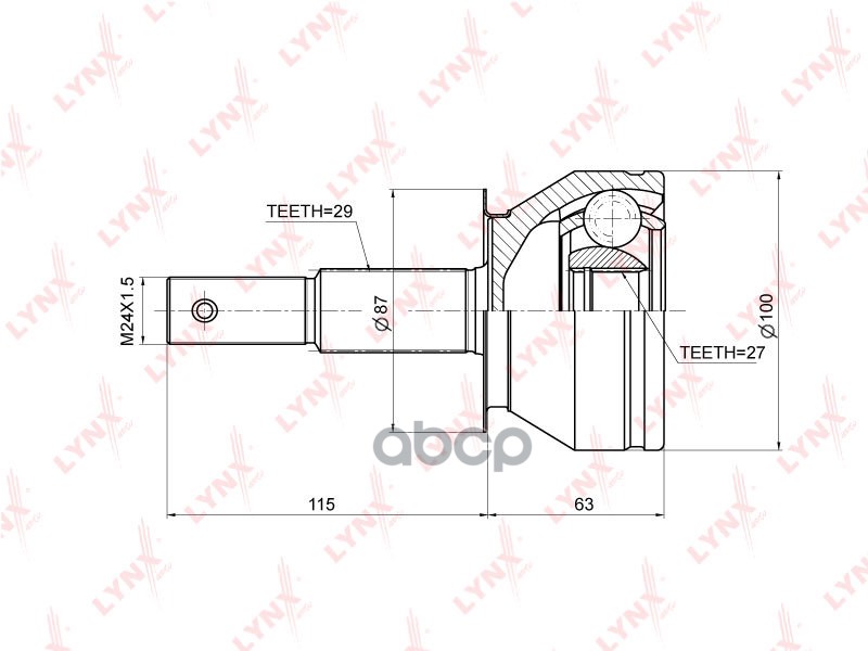 ШРУС наружный подходит для NISSAN Pathfinder(R51) 2.5D MT 05 / Navara(D40) 2.5D MT 05 CO-3674 LYNXauto арт. CO-3674