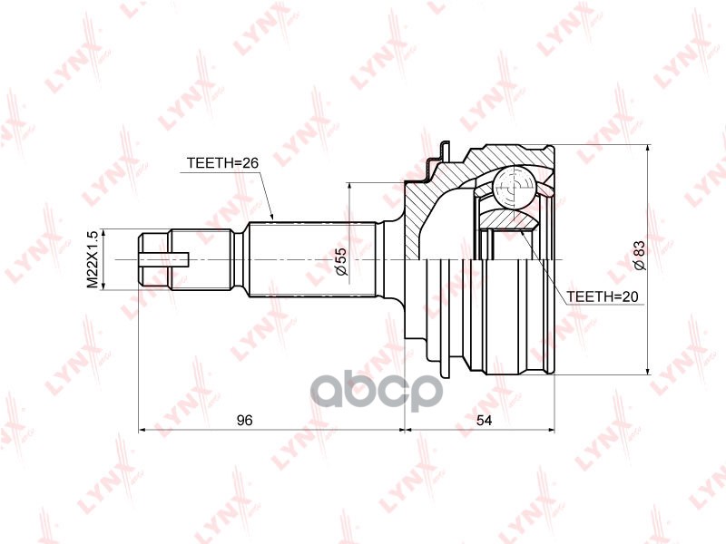 ШРУС наружный подходит для TOYOTA Yaris(KSP90) 1.0 05 CO-3683 LYNXauto арт. CO-3683