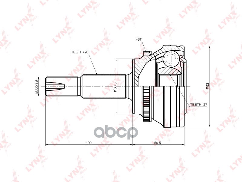 ШРУС наружный подходит для TOYOTA Camry(V40) 2.4 06 CO-3691A LYNXauto арт. CO-3691A