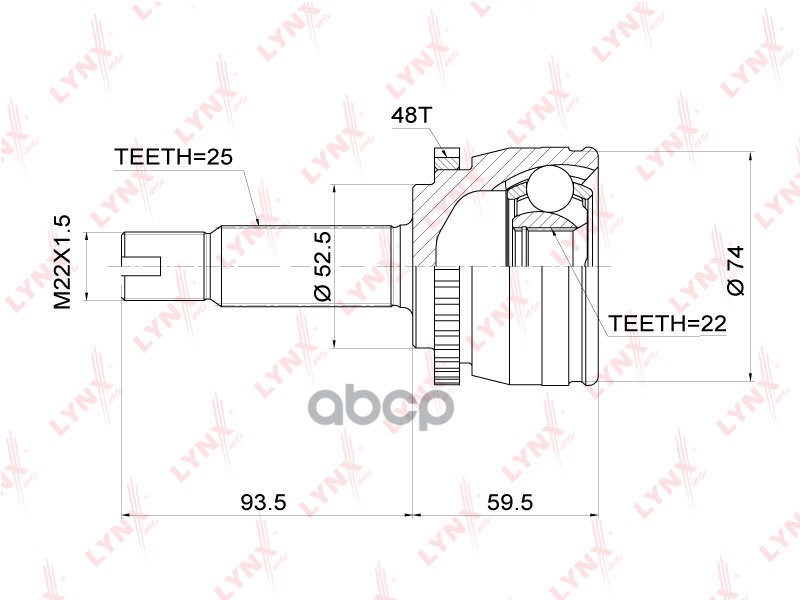 ШРУС наружный подходит для HYUNDAI Solaris 1.4-1.6 10, KIA Rio 1.4-1.6 11 CO-3696A LYNXauto арт. CO-3696A