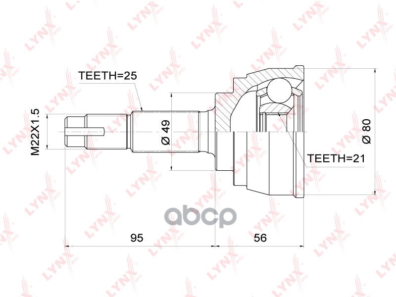 ШРУС наружный NISSAN Tiida(C11) 1.5 04> / Note(E11/E12) 1.2-1.5 10> LYNXauto арт. co-3705