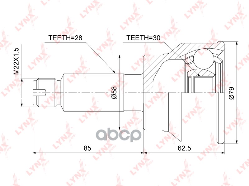Шрус Внешний | Перед Правлев | LYNXauto арт. CO-3706