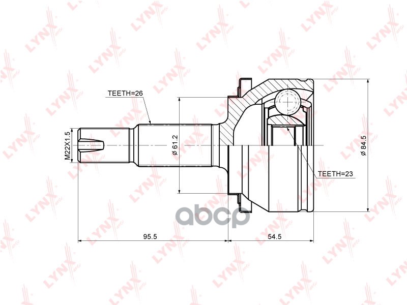 ШРУС наружный TOYOTA Auris(E150) 1.33-1.6 06> / Corolla(E150) 1.33-1.6 06> LYNXauto арт. co-3707