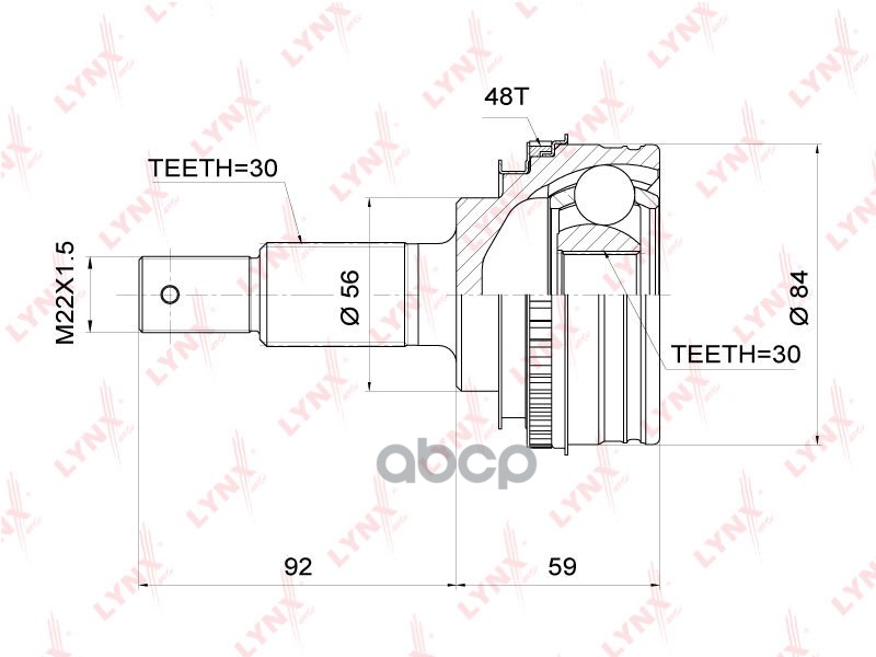Шрус Наружный Toyota Altezza 2.0-3.0 99-05 / Brevis 2.5 99-02 / Mark 2/Chaser/Cresta(90/100/110) 2.0 LYNXauto арт. co-3710a