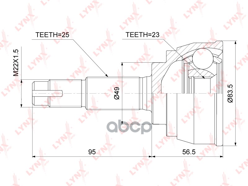 ШРУС наружный NISSAN Tiida 1.8 MT 04-12 / AD(Y12) 1.6-1.8 06> / Bluebird Sylphy 2.0 05-12 LYNXauto арт. co-3741