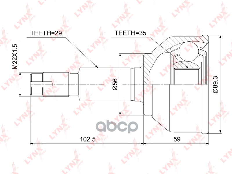 ШРУС наружный NISSAN X-Trail(T31) 2.0-2.5 07-14 LYNXauto арт. co-3742