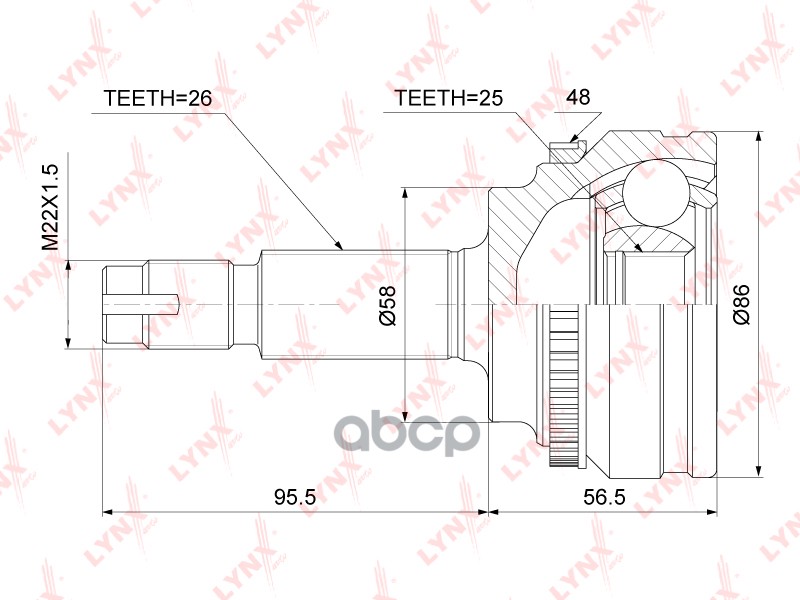 ШРУС наружный (компл) TOYOTA Avilon/Corolla/Premio/Wish LYNXauto CO-3753A LYNXauto арт. CO-3753A