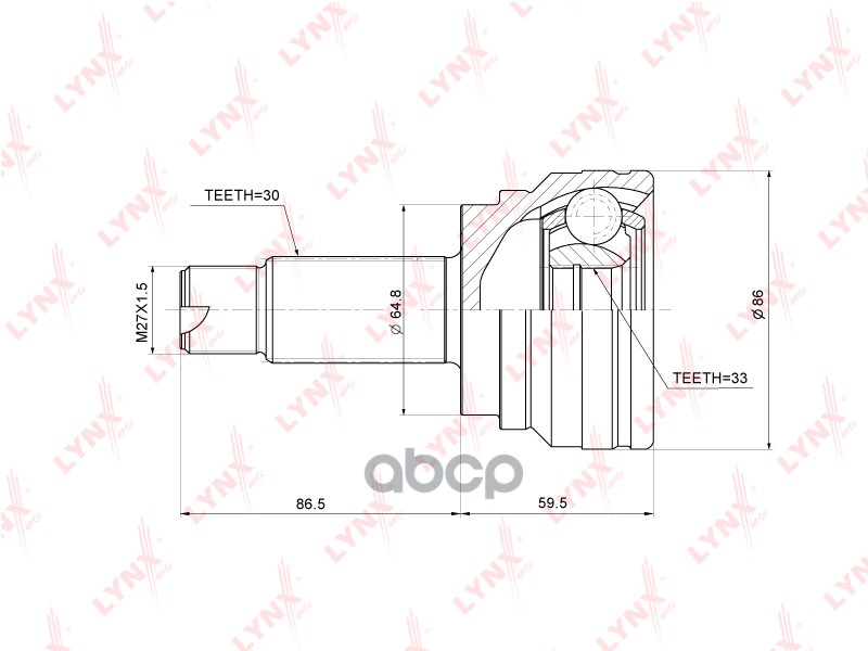 ШРУС внешний BMW X5(E70) 3.0-4.8 07> / X6(E71/E72) 3.0D-4.4T 08> LYNXauto арт. co-3765
