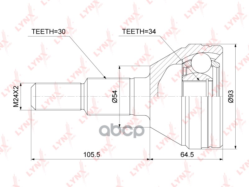 ШРУС наружный CHEVROLET Captiva 2.0D-3.2 06>  OPEL Antara 2.0D-3.2 07> LYNXauto арт. co-3779