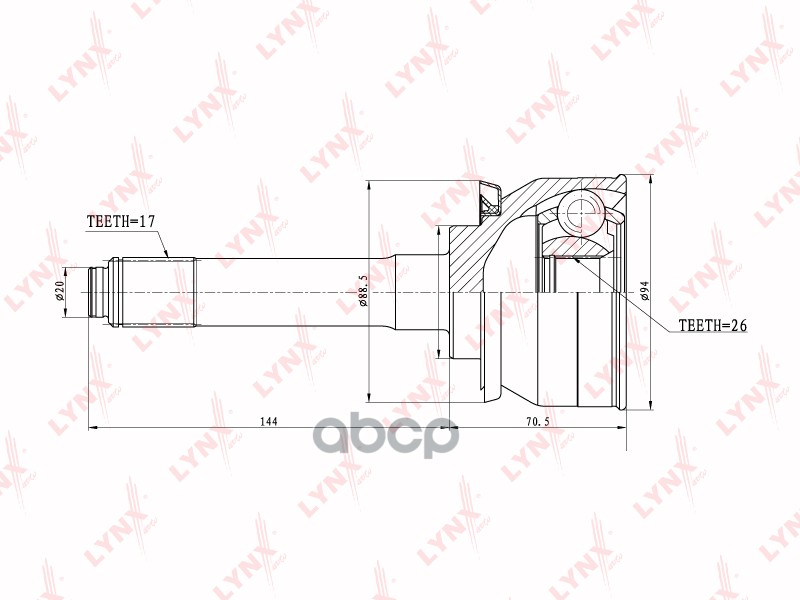 Шрус Наружный | Перед Прав/Лев | LYNXauto арт. CO3800