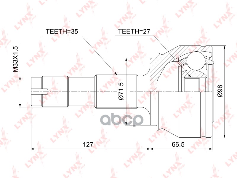 ШРУС наружный подходит для CITROEN Jumper 2.2D 06, FIAT Ducato 2.2D 06, PEUGEOT Boxer 2.2D 06 CO-3842 LYNXauto арт. CO-3842