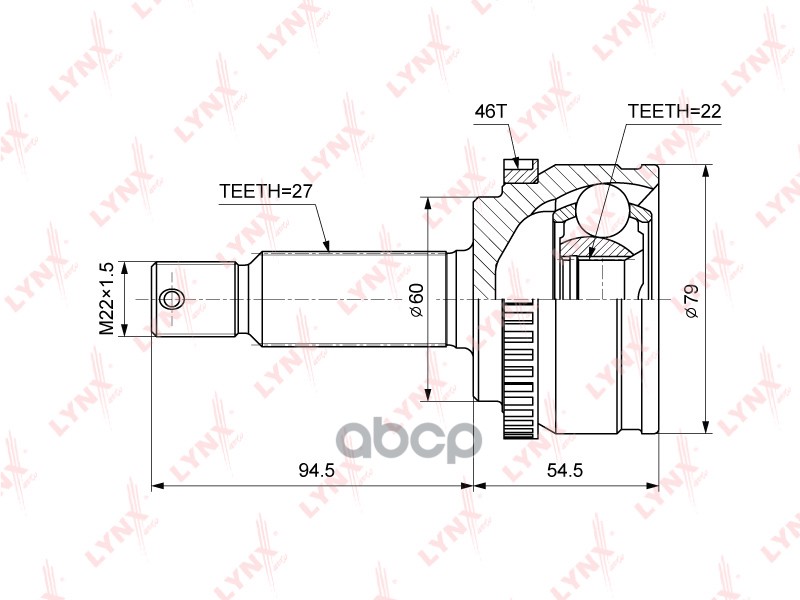 ШРУС наружный HYUNDAI Elantra(HD) 1.6-2.0 06-11 LYNXauto арт. co-3850a