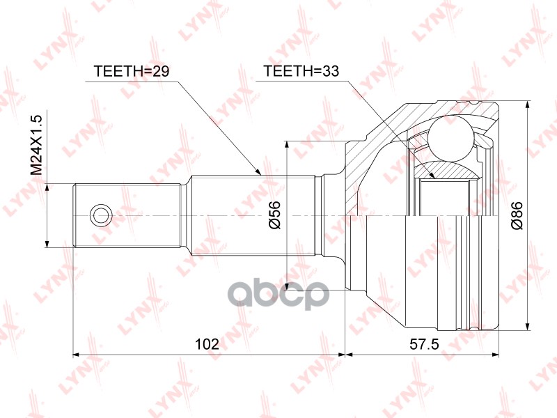 ШРУС наружный NISSAN Qashqai(J10) 1.6 06-13 LYNXauto арт. co-3853